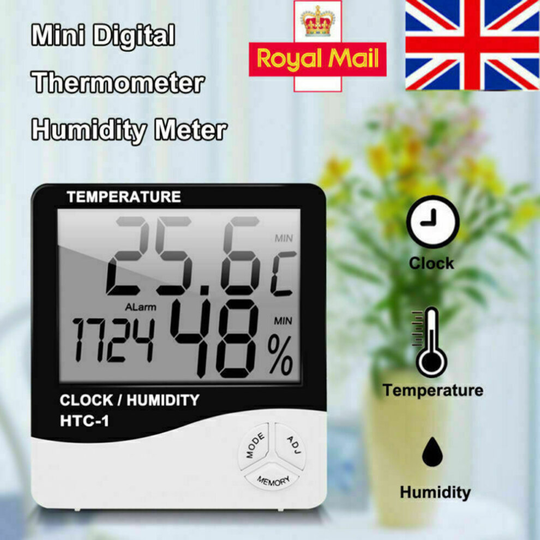 Digital LCD Indoor Temperature Clock Room Hygrometer Thermometer Meter