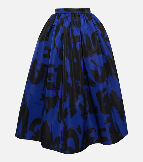 Graffiti pleated midi skirt