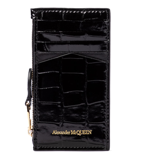 Croc-effect zipped wallet