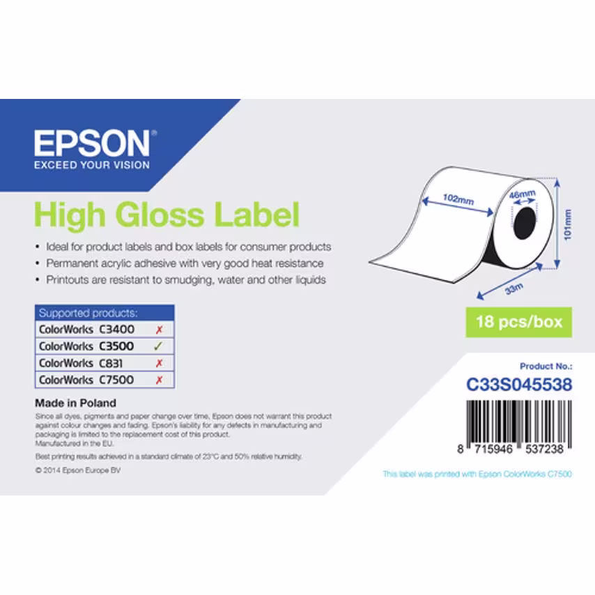 Epson High Gloss Label - Continuous- you get 7