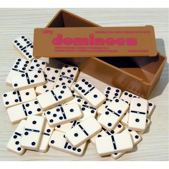 Double six dominoes with black spots & spinners 00121