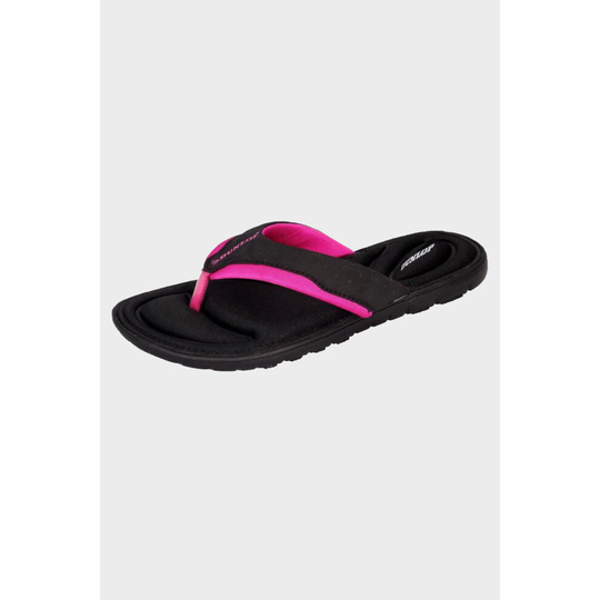 (UK 5, BLACK/FUCHSIA) DUNLOP memory foam cushioned toe post flip flops