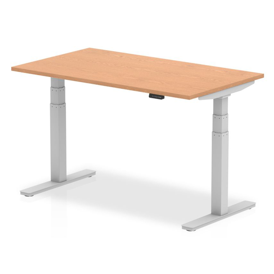 Dynamic Air 1400/800 Oak Height Adjustable Desk with Silver Legs