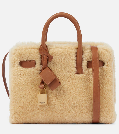 Sac De Jour Nano shearling and leather shoulder bag