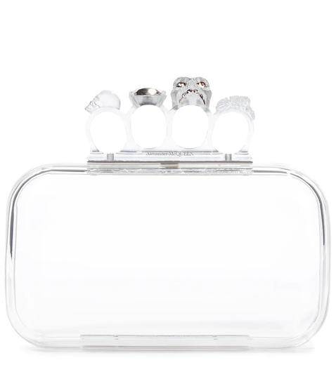 Four Ring skull embellished clutch