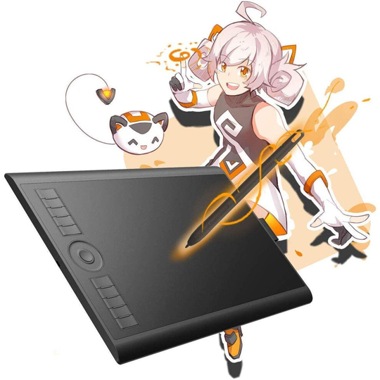 GAOMON 10 X 6.25 Inches 8192 Level Pressure Graphic Drawing Pen Tablet with Battery-Free Stylus-M10K 2018 Version (M10K2018)