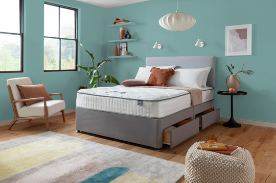 Silentnight Middleton Double 800 Pkt Memory 4Drw Divan -Grey