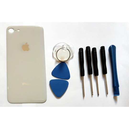 (White) Replacement iPhone 8 Back glass case housing big Camera hole