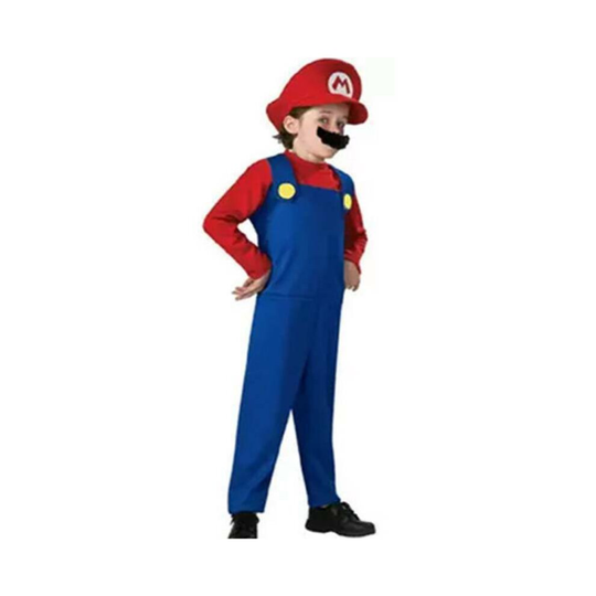 ((Boys) Red Mario, 5-6 Years) Kids Boys Super Mario Bros Luigi Cosplay Costume Carnival Halloween Party Outfit