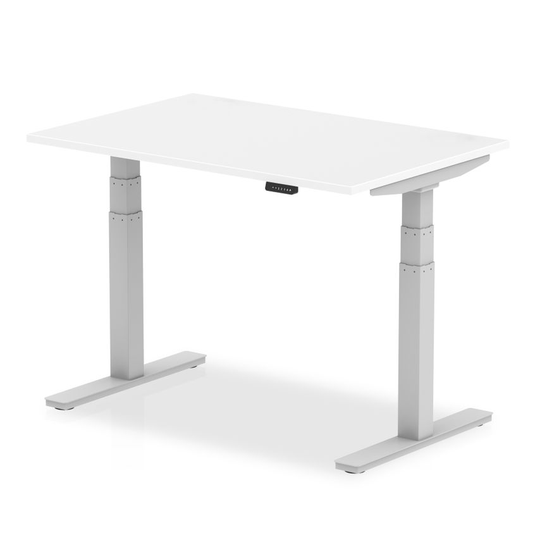 Dynamic Air 1200/800 White Height Adjustable Desk with Silver Legs