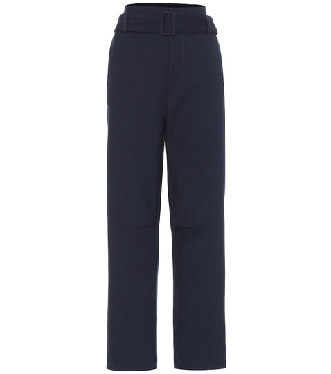 High-rise stretch wool-blend pants