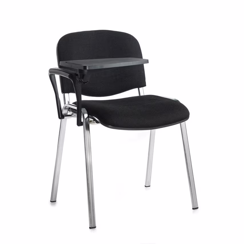 Dams Taurus Meeting Room Chair with Chrome Frame and Writing Tablet - Charcoal