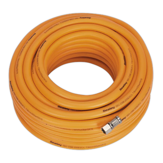 Sealey Air Hose 20m x 8mm Hybrid High Visibility with 1/4" BSP Unions