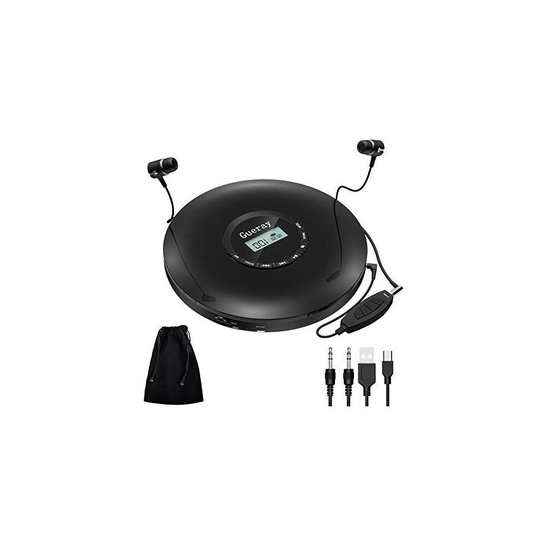 Gueray CD Player Portable with 1400mAh Rechargeable Battery 12 Hours Working Time Personal CD Player Support Last Memory Anti-Skip Protection LCD Di