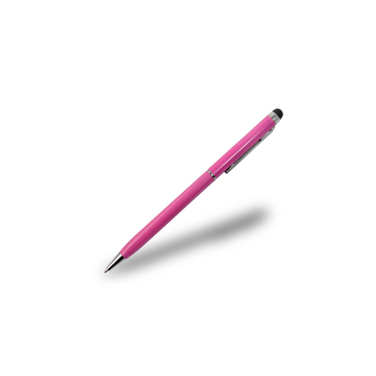 (Pink) Slim 2 in 1 Ballpoint Pen & Capacitive Stylus for Smartphones, Tablets and PC's
