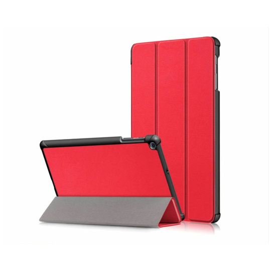 (Samsung Tab A 2019 10.1" T510 T515, Red) Samsung Galaxy Tab A (2019) 10.1" Tri-Fold Shockproof Leather Case