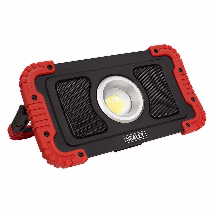 Sealey LED100WS 20W COB LED Rechargeable Floodlight with Wireless Speakers & Pow