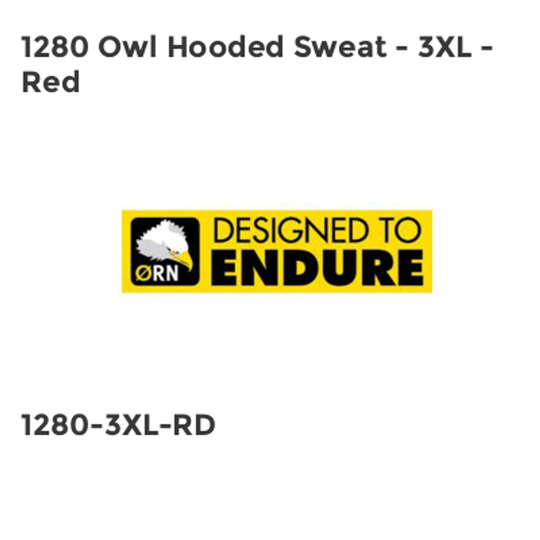 Orn 1280 Owl Hooded Sweat - 3XL - Red