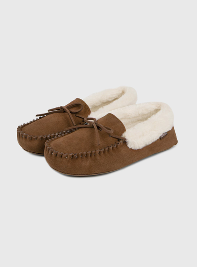 Tan Faux Fur Detail Moccasin Slipper - 7