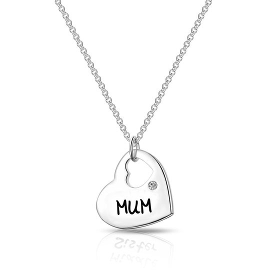 Mum - Heart Necklace Created with Swarovski Crystals