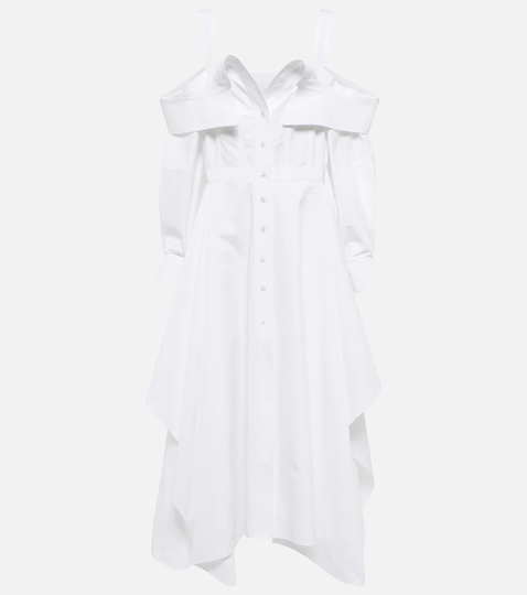 Deconstructed cotton poplin midi dress