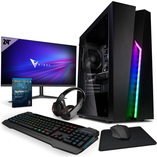 ( III-26 | 8 Core Intel i7 10700F | RX 6500 XT | 16GB RAM | 1TB HDD | 240GB SSD | Win 11 | WiFi | 24" Monitor Bundle ) Vibox III Gaming PC