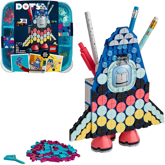 LEGO 41936 DOTS Pencil Holder Rocket Toy Desk Décoration, Creative Activities, Arts & Crafts Set for Kids Age 6+