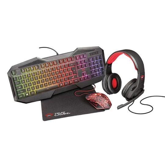Trust 4 in 1 Gaming Bundle for PC and Laptop Comfortable Headset Rainbow Wave LE