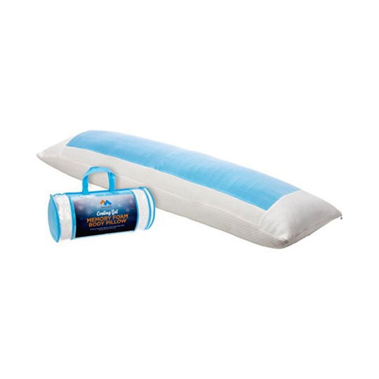 Cooling Memory Foam Full Body Pillow - Extra Firm Full Shredded Memory Foam Body Pillow w/Cooling Gel, Support and Comfort for Stomach and Side Sleepe