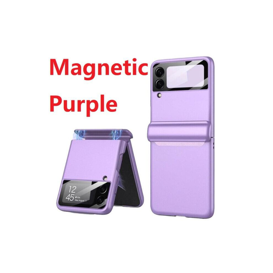 (Purple) Magnetic Hinge Case Full Protection Hard Case for Samsung Galaxy Z Flip 3