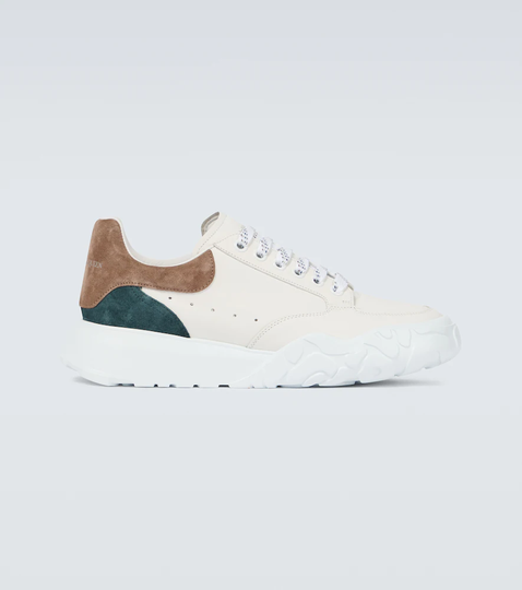 Leather and suede sneakers