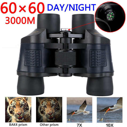 60x60 Day/Night Military Army Zoom Powerful Binoculars Optics Hunting Camping UK