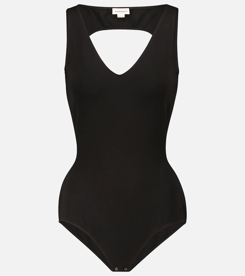 Cutout stretch-knit bodysuit