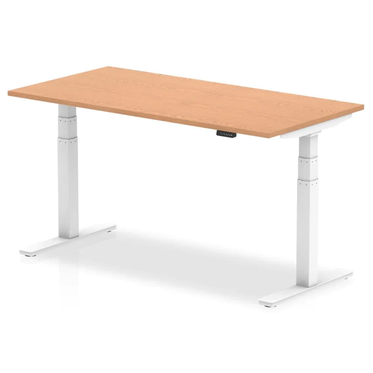 Dynamic Air 1600/800 Oak Height Adjustable Desk with White Legs