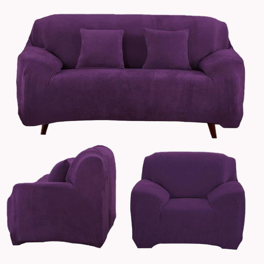 (10. Purple, 1 Seater(90-140cm)) Stretchable 1/2/3/4 Seater Sofa Cover Slipcover Settee Couch Protector