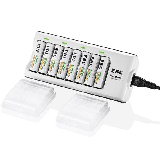 EBL AA AAA Battery Charger with 8 Packs 2300mAh Rechargeable AA Batteries, Batteries and Charger Set