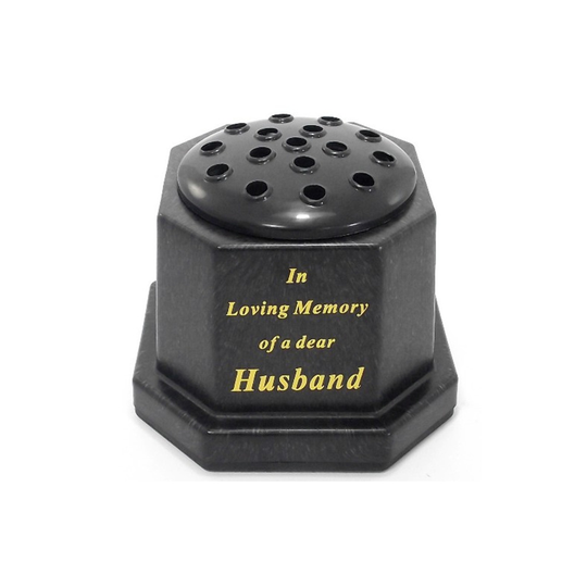 (Husband) Memorial Tribute Pot Grave Black Flower Vase