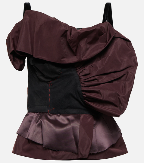 Deconstructed satin and mesh top