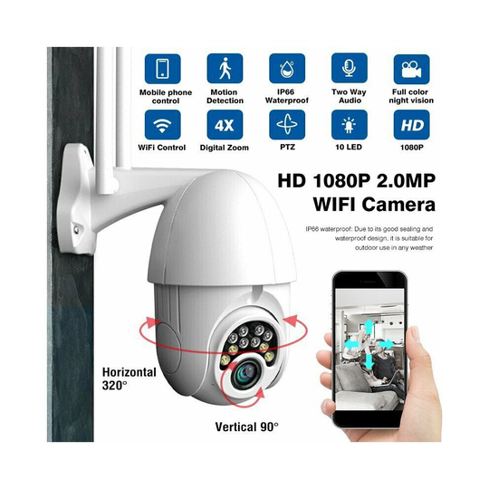 Wireless Outdoor 1080P WIFI IP Camera CCTV HD PTZ Smart Home Security