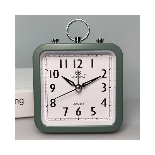 (Green) Easy To Read Travel Homehold Alarm Clock No Ticking Bedside Silent Time Dispaly