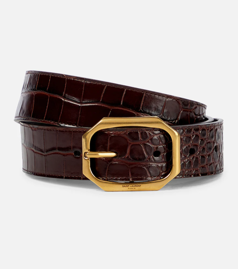 Mock-croc leather belt