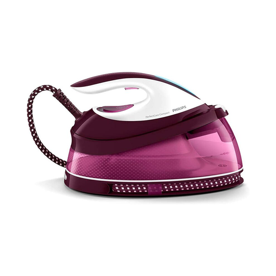 Philips PerfectCare Compact Steam Generator Iron with 400g steam Boost, 2400 W, Burgundy & White - GC7842/46