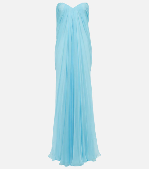 Strapless silk gown
