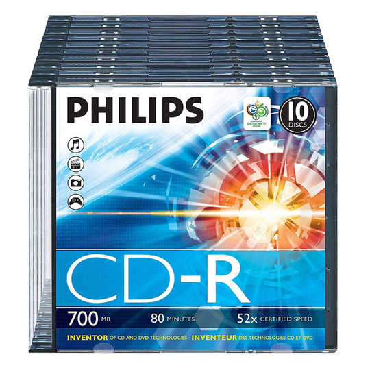 Philips CDR-80 (52x) 10pk Slim Jewel Case