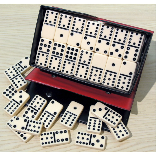 Double twelve dominoes with black spots 00123