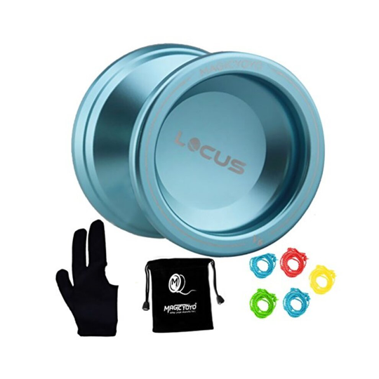 MAgIcYOYO Responsive V6 Locus Aluminum Alloy YoYo Star Logo Kids Beginner Learner Yoyo Bag, Yoyo glove 5 Spinning Strings (Sky Blue)