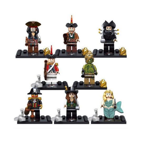 (8pcs B) 8pcs Caribbean Pirates Minifigures Mermaid Puzzle Assembled Building Blocks