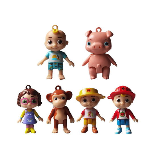 (6pcs Set 2) Cocomelon Family & Friends 6 Pack JJ Figure Play Set Toy Miniatures Cake Topper