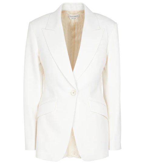 Lace-paneled wool blazer