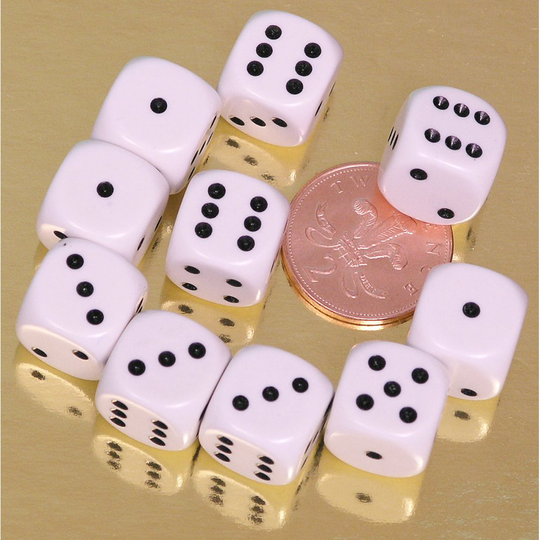 Spot dice, pack of 10 x 16mm. diameter-00563